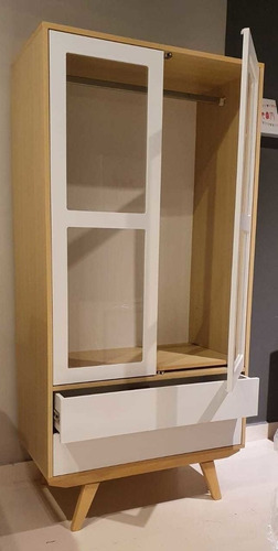 Imagen 3 de 10 de Ropero Niels 2 Puertas Vidrio Guatambu Estilo Nordico