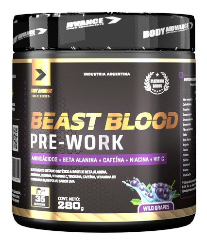 Imagen 1 de 3 de Beast Blood - Pre Work -  Body Advance - Platinum Series