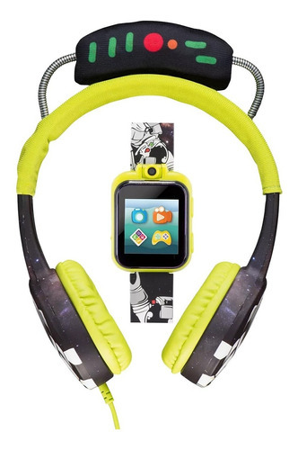 Set Audifonos Reloj Itouch Niño Dinosaurio 900289m42x01 Color de la correa Verde lima / Astronauta