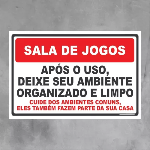 Placa Condomínio Salão De Jogos Equipamentos 36X46