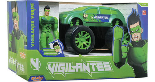 Figura Articulada Con Auto Vigilante Verde Mielle