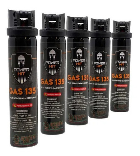 Gas Pimienta Lacrimogeno Profesional 135g Policial Pack De 5