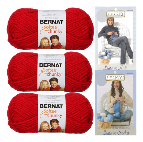 Bernat Softee Chunky Yarn Bundle Super Bulky No. 6, 3 Ovillo