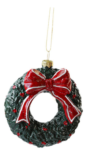 Adorno Colgante Para De Navidad, Adorno 9x10 Cm Corona Verde