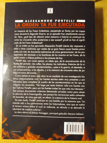 Portelli La Orden Ya Fué Ejecutada. Fosas Ardeatinas Memoria