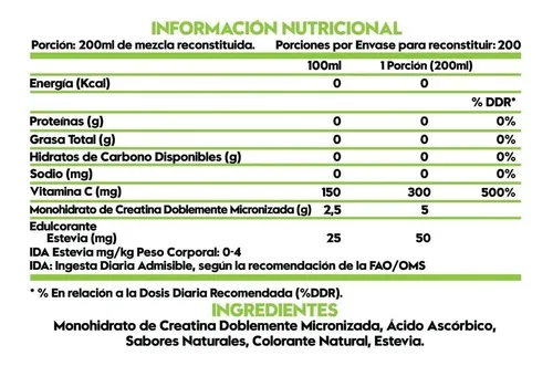 Creatina Monohidrato - 1.08kg - 200 Sv - Mango Maracuya