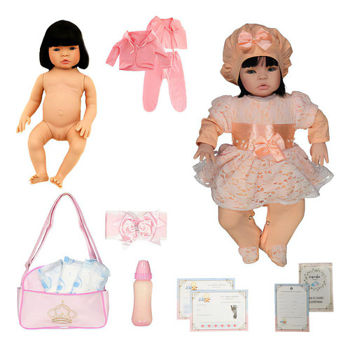 Bebê Reborn Silicone Morena Ana Laura Salmão Cegonha Dolls