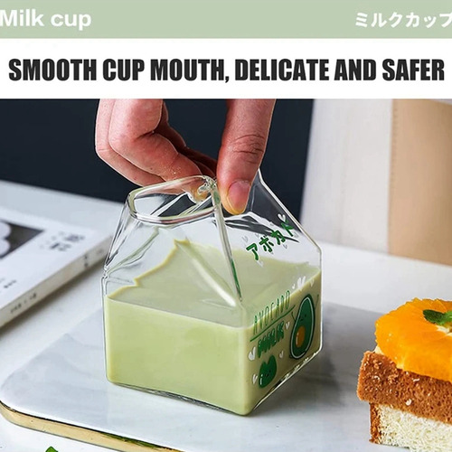 Vaso Cuadrado Kawaii De Vidrio De Cartón De Leche E2350 Ml R