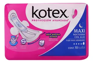 Kotex Toallas Femeninas Maxi Nocturna Con Alas