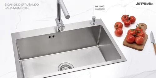 Bacha Cocina Simple Mi Pileta Etna 718e Inox + Dosificador