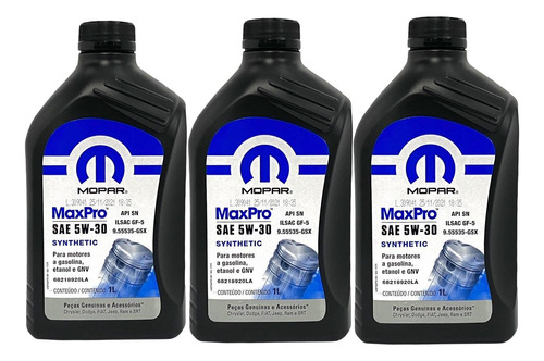 Óleo 5w30 Maxpro Sintético Original Mopar - 3 Litros