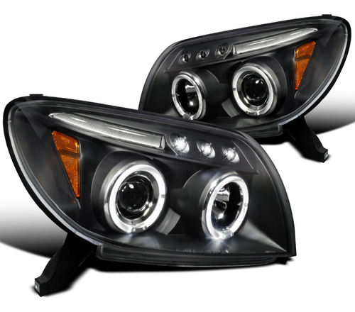 Toyota 4runner 2003 - 2005 Par De Faros Led Lupa Fondo Negro