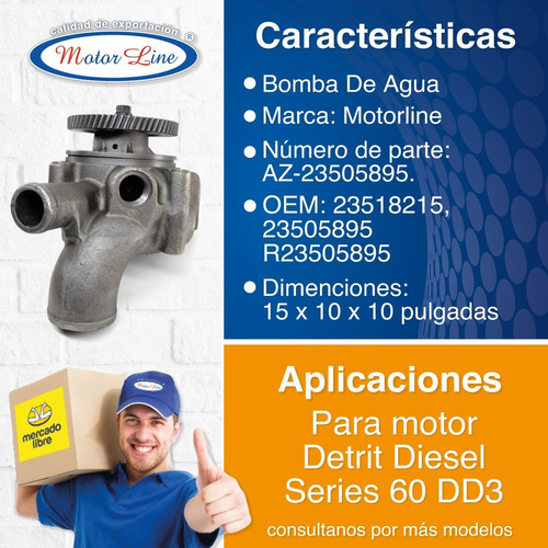 Imagen 4 de 9 de Bomba De Agua Detroit Diesel Serie 60 Dd3. Az-23505895