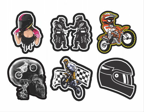 Biker Set 6 Stickers Calcomanías Para Motocicleta O Casco