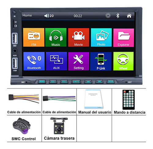 Radio De Coche 1din, 7 Mp5 Up, Reproductor Hd Bt Call Fm 7 C