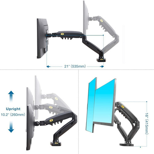 Soporte Dos Brazo Monitor Doble North Bayou F160 17 A 27 Color Negro
