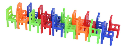 18pcs/set Mini Silla De Plástico Apilable Juguete Aprendizaj