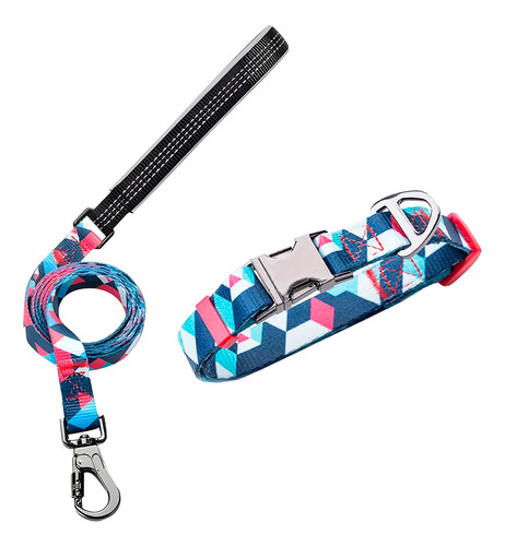 Set Accesorios Collar+correa Estampados Para Perros Y Gatos 