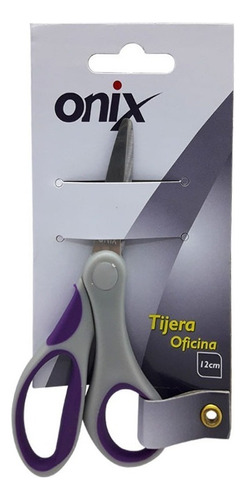 Tijera Oficina 12 Cm Chica De Metal Con Grip De Goma Onix Color Gris