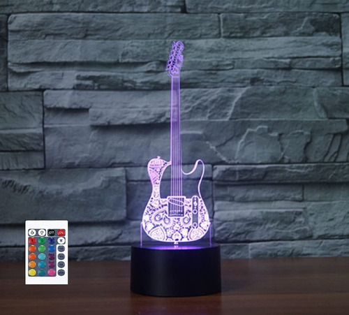 Superruidalong Control Remoto Guitarra 3d 16 Color Luz Led