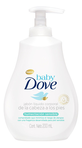 Jabón líquido Baby Dove Humectación Sensible con dosificador 200 ml