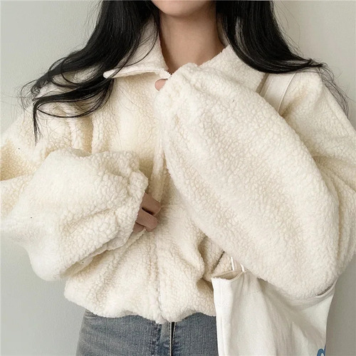 Sudadera Tipo Cárdigan De Lana De Cordero Con Cremallera Par