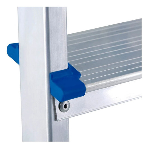 Escalera De Aluminio Tijera 7 Escalones Mor Plegable 5105 Base Antideslizante, Traba De Seguridad. Ultimo Escalon Como Plataforma Y Soporte De Aluminio Para Sujetarse