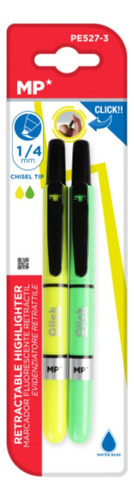 Marcador Fluorescente Retractil 2uds