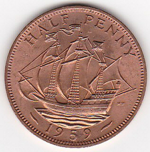 1959 Gran Bretaña Mitad Moneda Del Penique.