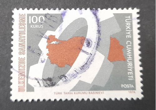 Sello Postal Turquia - Desarrollo Turco 1974