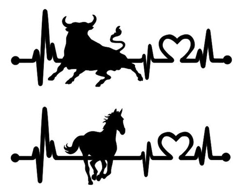 Sticker Para Auto Frecuencia De Caballo Y De Toro 2pz