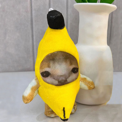 Q 2 Animales De Peluche Gato De Algodón Plátano Feliz Y