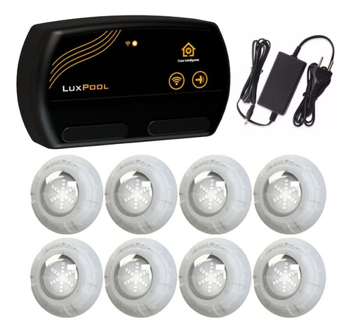 Kit 8x Led Rgb 9w Abs Piscina + Comando Wifi Alexa Luxpool