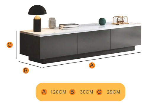 Madera Mueble Tv Moderno Combinación De Gris Y Mármol Blanco