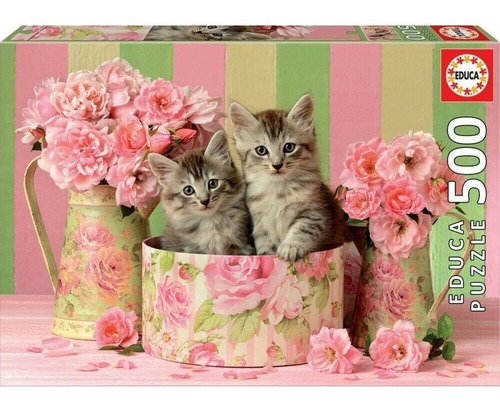 Puzzle Rompecabeza 500 Piezas Gatitos Con Rosas Educa 17960