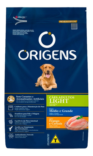 Ração Cães Origens Light Raças Média E Grandes Frango 3kg