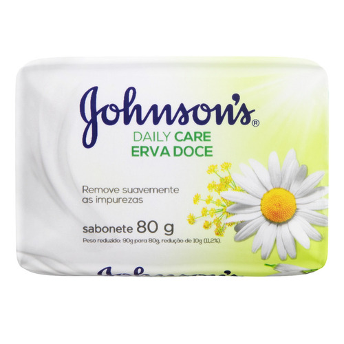 Imagem 1 de 4 de Sabão em barra Johnson's Erva-Doce Daily Care de 80 g