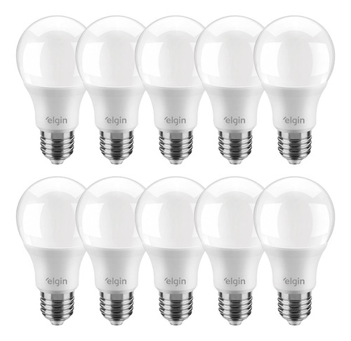 Kit 10 Lâmpadas Led Bulbo 12w E27 Branco Frio Inmetro Elgin