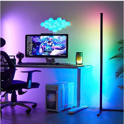 Luz Lámpara Gamer Pie Esquinero Pixel Led Rgb Deco Pro