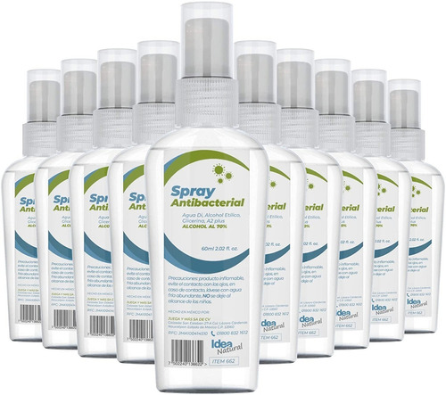 Spray Antibacterial Desinfectante Sanitizante Liquido 10 Pzs