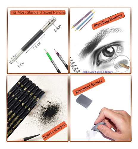 Set De Lápices De Dibujo Y Bosquejo De 26 Piezas, Kit ...