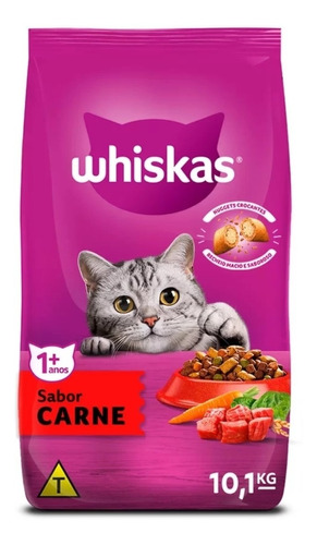 Imagen 1 de 7 de Alimento Whiskas 1+ Whiskas Gatos s para gato adulto sabor carne en bolsa de 10kg