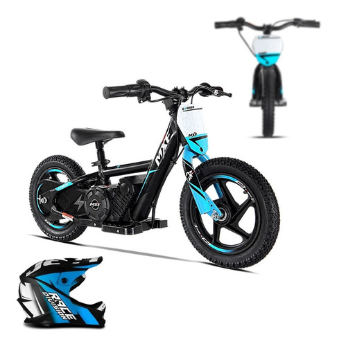 Mini Bicicleta Biker Elétrica Mxf Aro12 Azul+brinde Capacete