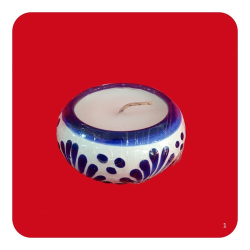 Imagen 6 de 6 de Set De 10 Velas Aromaticas Coco Con Talavera Poblana 8 Cm