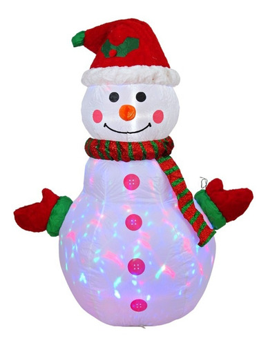 Inflable Navideño Muñeco De Nieve Reflector Colores 1.2 Mts