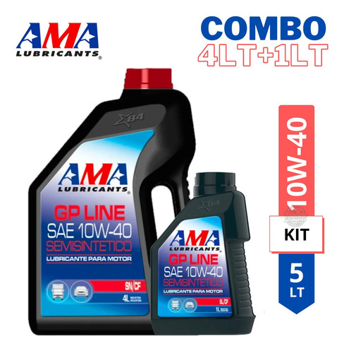 Kit Aceite Lubricante Motor Ama Gp Semi Sintetico 10w40 4l+1