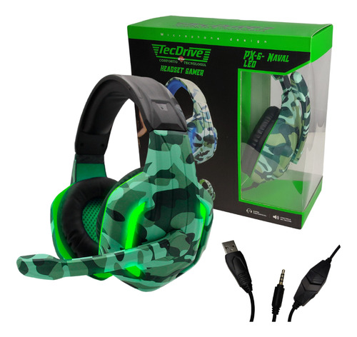 Headset Gamer Fone Para Pc Video Game Camuflado Tecdrive