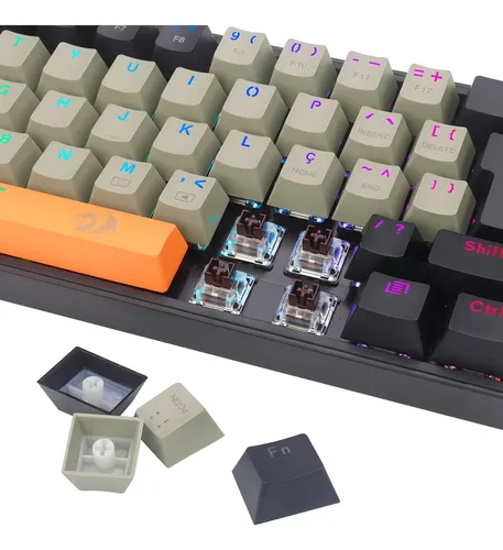 Teclado Redragon K617rgb-OG Fizz Gamer Naranja Gris Negro