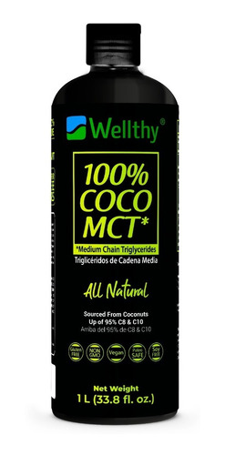 100% Coco Mct Oil 1 L Wellthy
