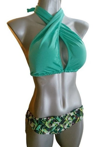 Bonito Bikini Traje De Baño 2 Piezas Verde Top Multiformas